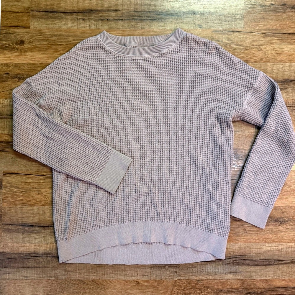 REI Co-op Waffle Knit Sweater Purple Cotton Crewneck Cottagecore Womens Medium